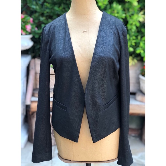 3/$20🌸 FRENCHI Black Faux Leather Blazer - Picture 2 of 7